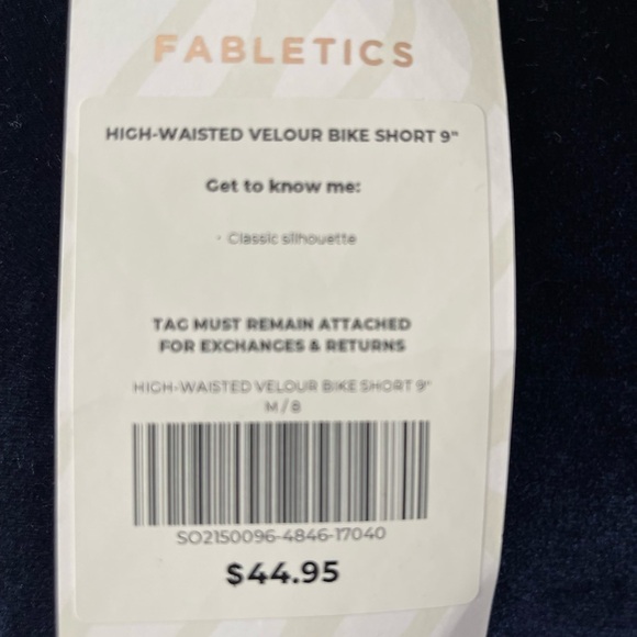 Fabletics Women's High Waisted Velour Bike Short 9" Blue Size Medium/8 wk1 - Picture 3 of 5